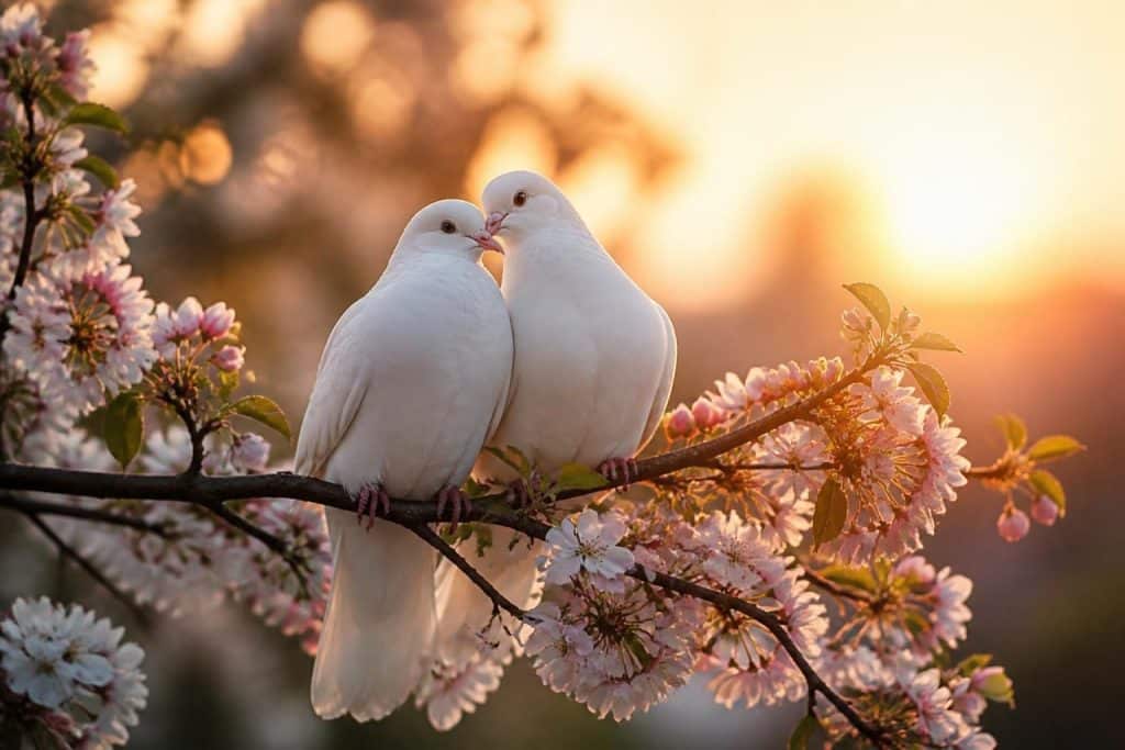 découvrez la signification spirituelle et symbolique des tourterelles, messagères de paix et d'amour universel.